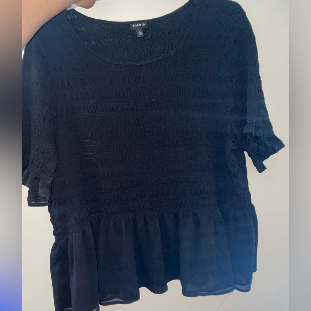 Black ruffle Torrid blouse